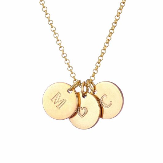 Gold Vermeil Initial Disc Necklace - 3 Discs