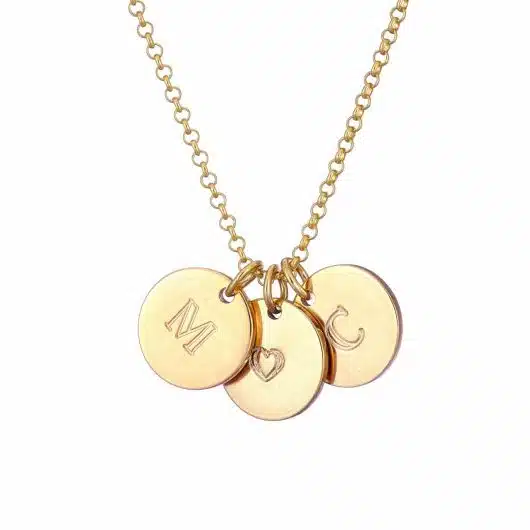 Gold Vermeil Initial Disc Necklace - 3 Discs