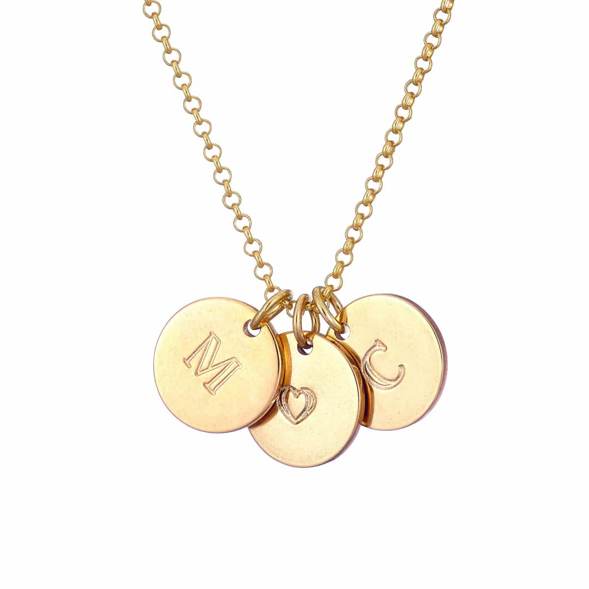 Gold Vermeil Initial Disc Necklace - 3 Discs