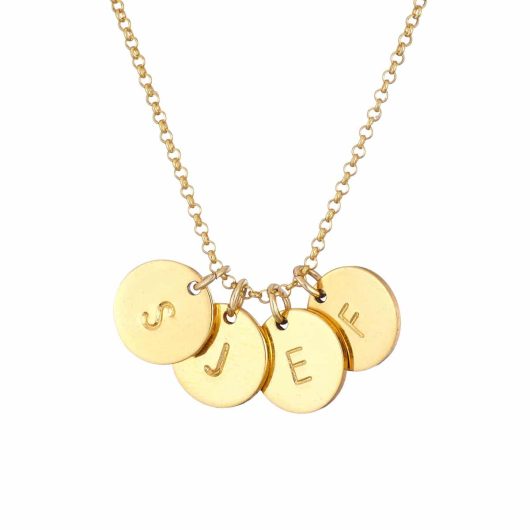 Gold intital Necklace 4 discs