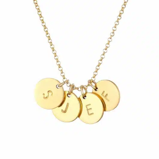 Gold intital Necklace 4 discs