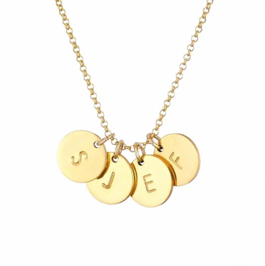 Gold intital Necklace 4 discs