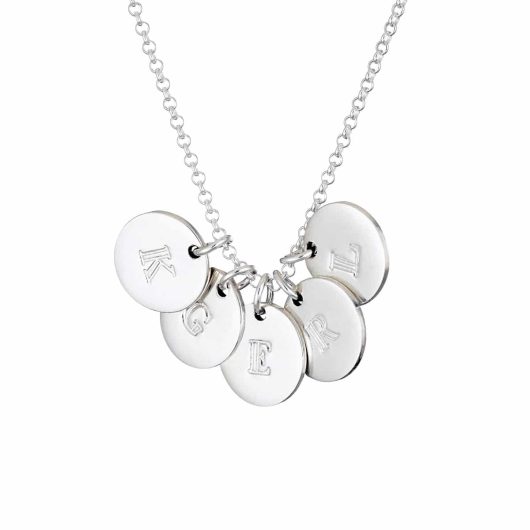 Silver Initial 5 Disc Necklace