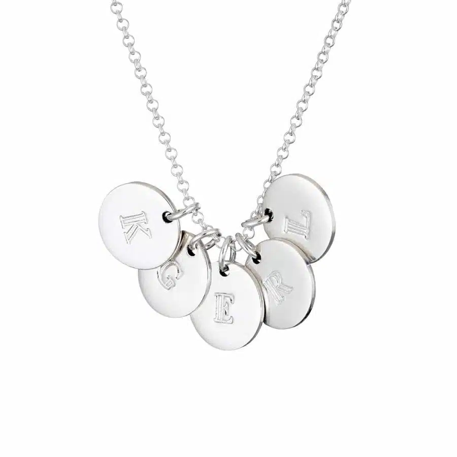 Silver Initial 5 Disc Necklace