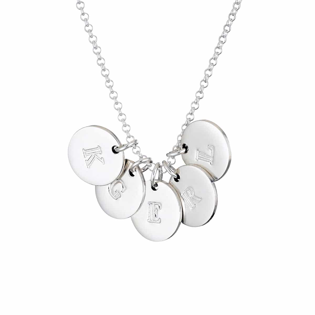 Silver Initial 5 Disc Necklace