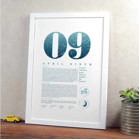 April 9th Birthday Print