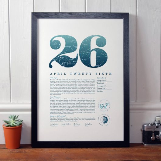 April 26th Birthday Print
