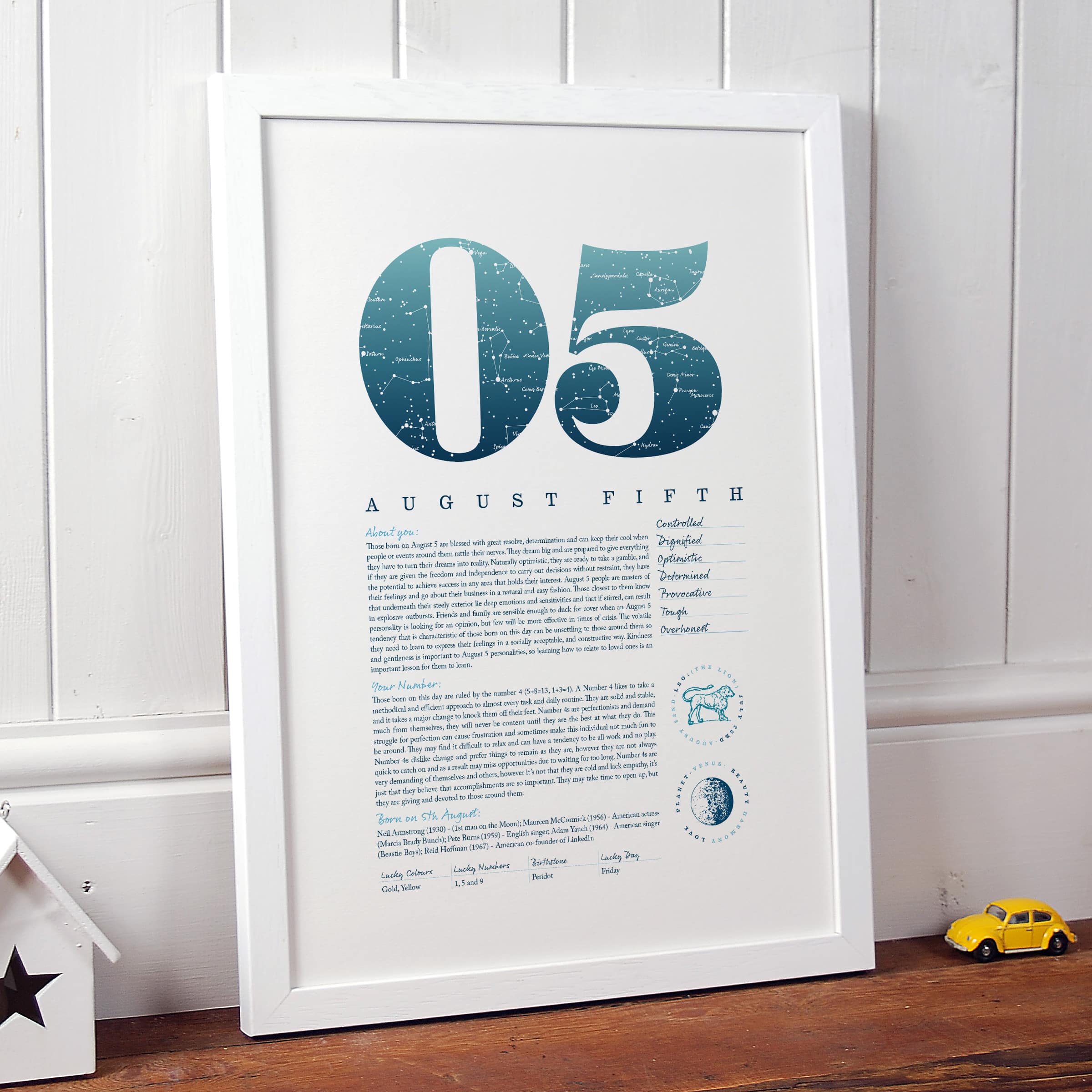 August 5th Birthday Print