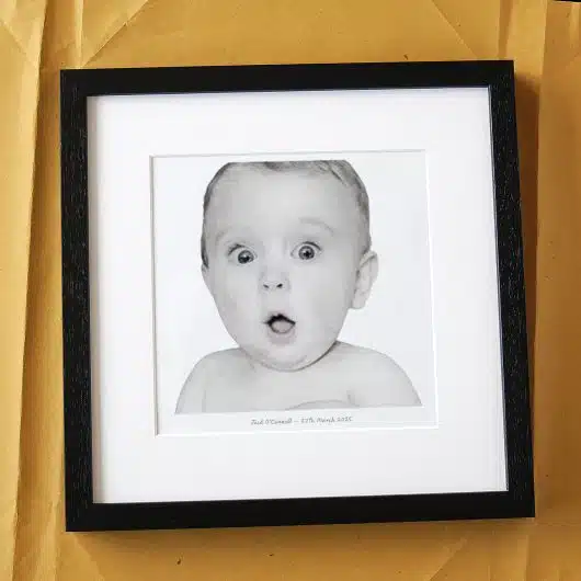 Baby Pencil Sketch Gift BW Black Frame 2
