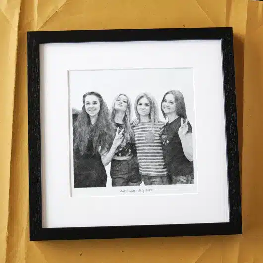 Best Friends Portrait Gift BW Black Frame