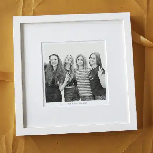 Best Friends Portrait Gift BW White Frame