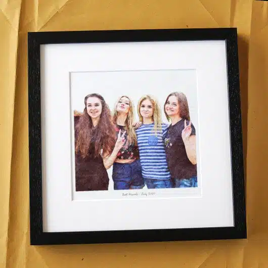 Best Friends Portrait Gift Colour Black Frame