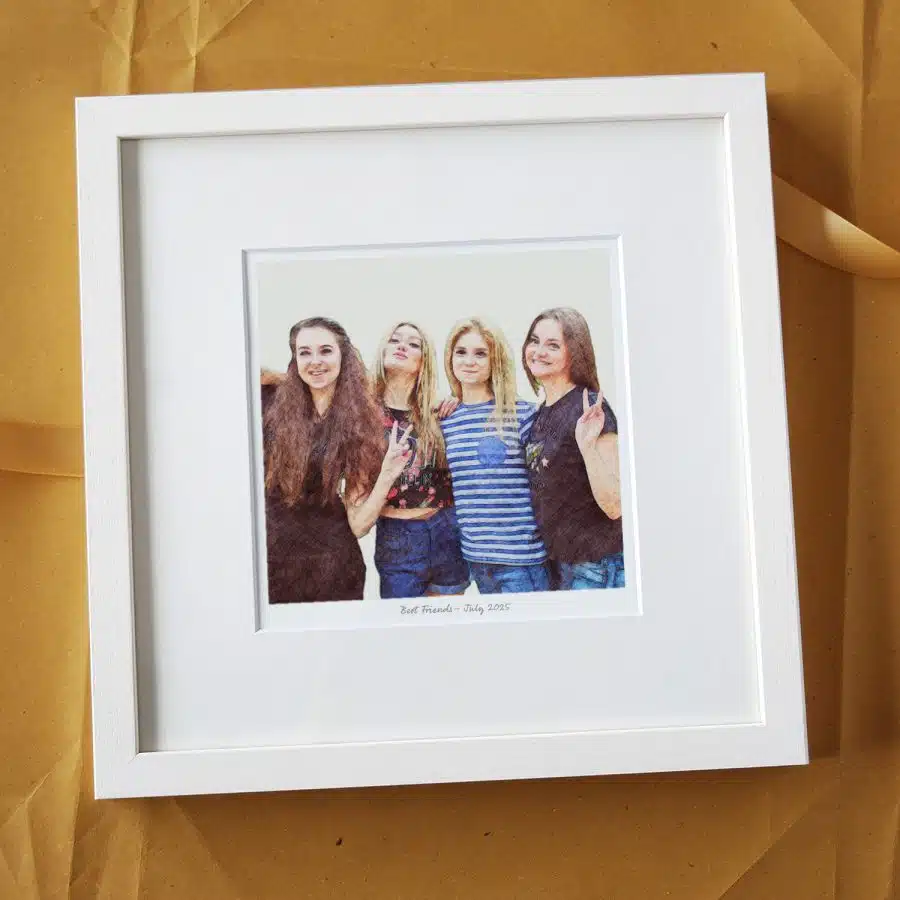 Best Friends Portrait Gift Colour White Frame
