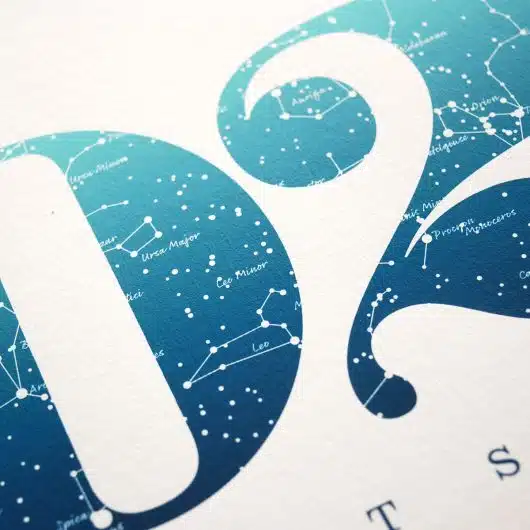 Close up of Birthday Gift Print Number 2 in Blue