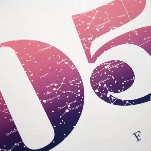 Close up of Birthday Gift Print Number 5 in Pink