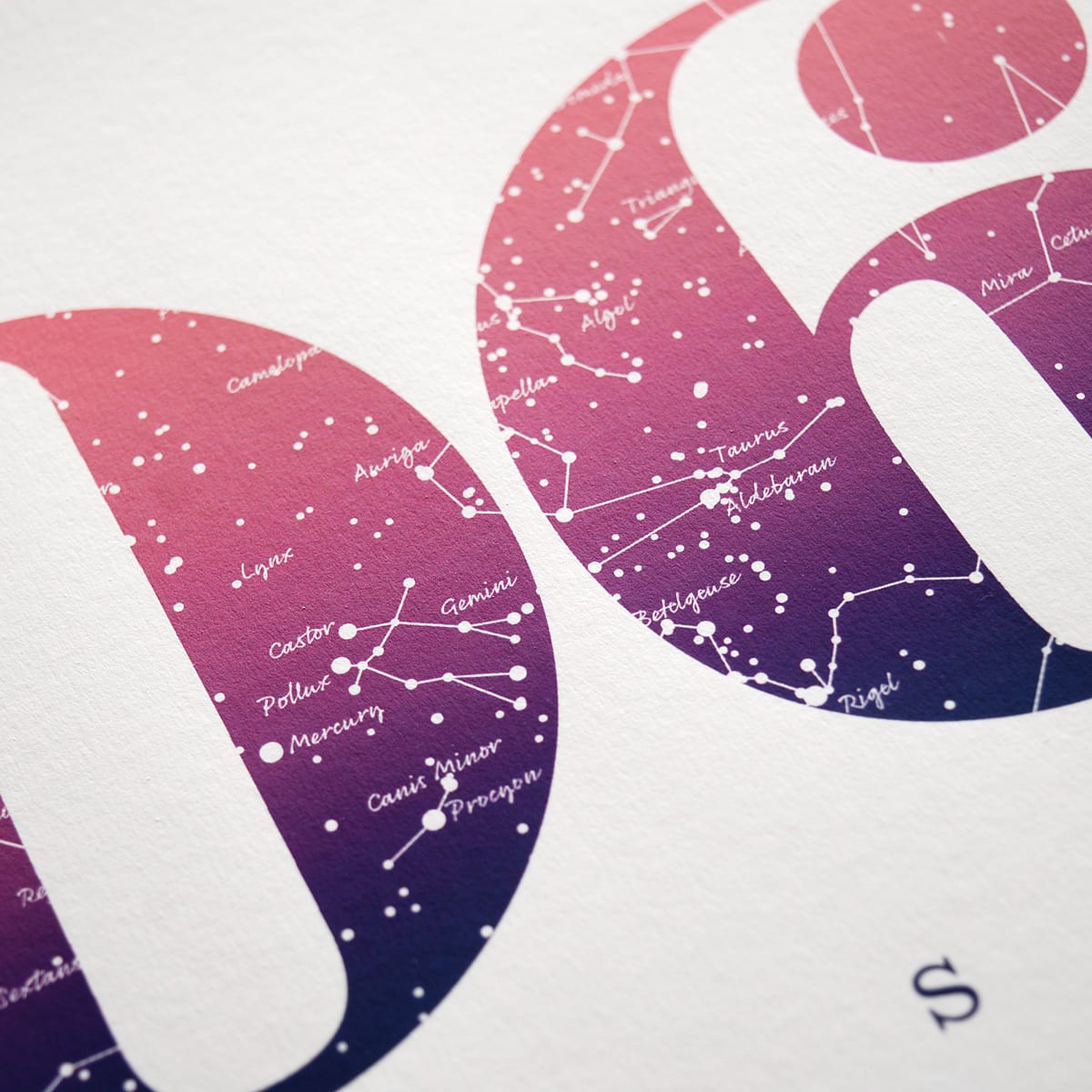 Close up of Birthday Gift Print Number 6 in Pink