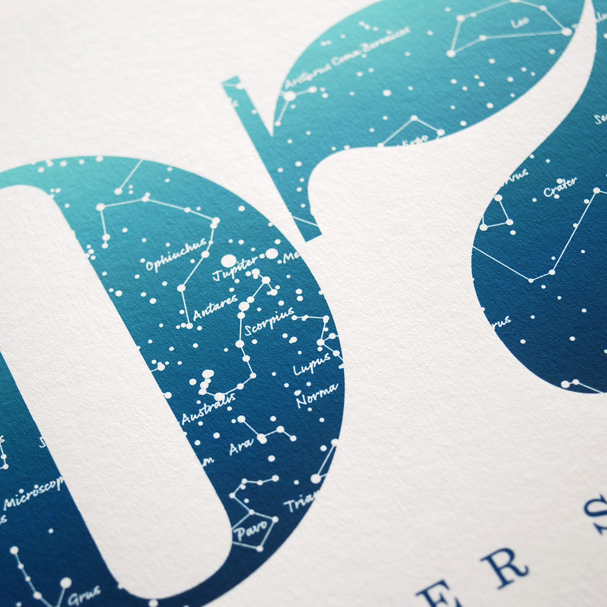 Close up of Birthday Gift Print Number 7 in Blue