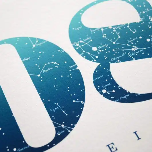 Close up of Birthday Gift Print Number 8 in Blue