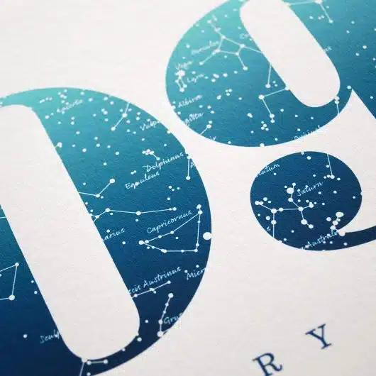 Close up of Birthday Gift Print Number 9 in Blue