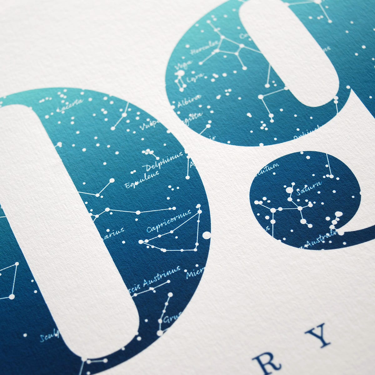 Close up of Birthday Gift Print Number 9 in Blue