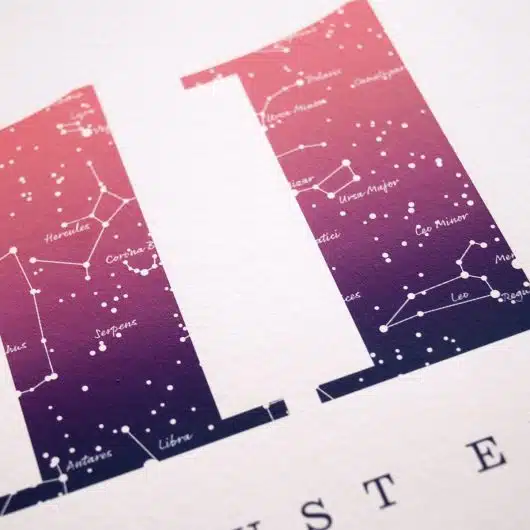 Close up of Birthday Gift Print Number 11 in Pink