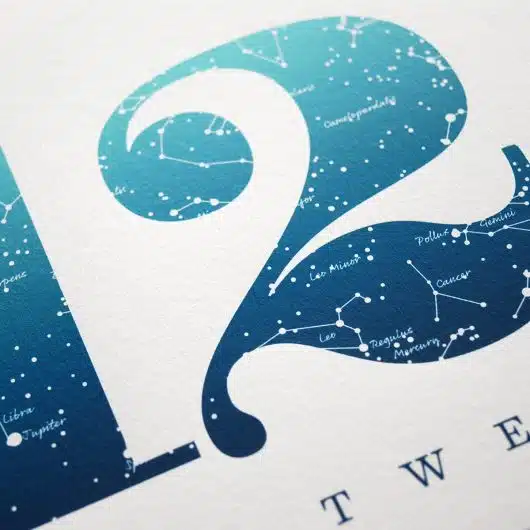 Close up of Birthday Gift Print Number 12 in Blue