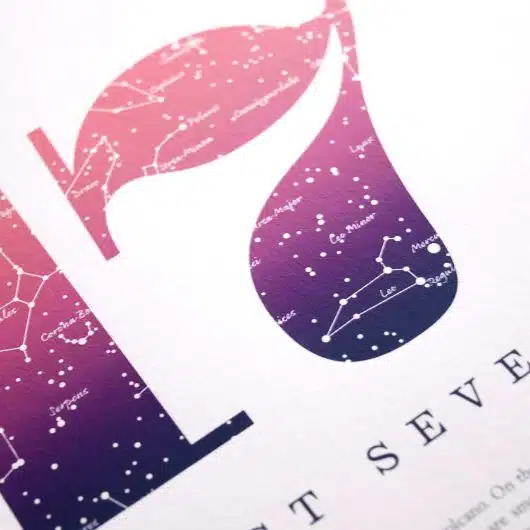 Close up of Birthday Gift Print Number 17 in Pink