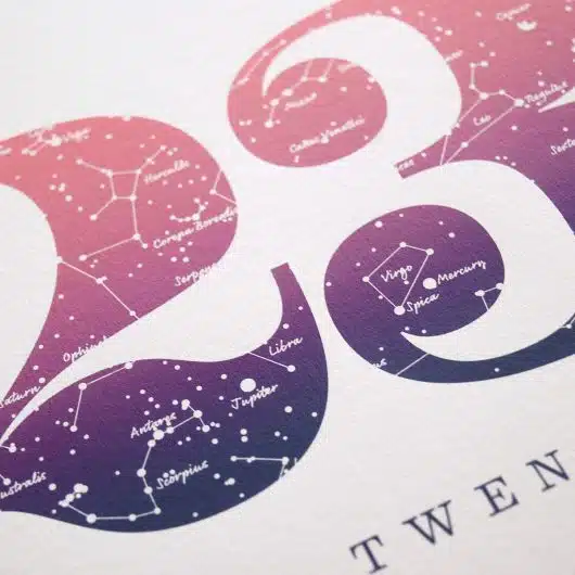 Close up of Birthday Gift Print Number 23 in Pink