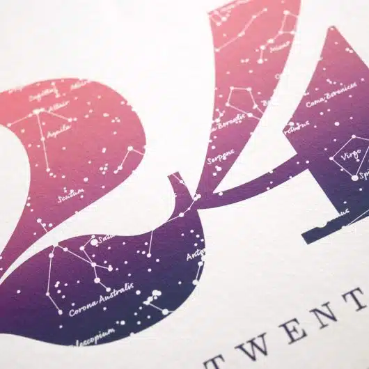 Close up of Birthday Gift Print Number 24 in Pink