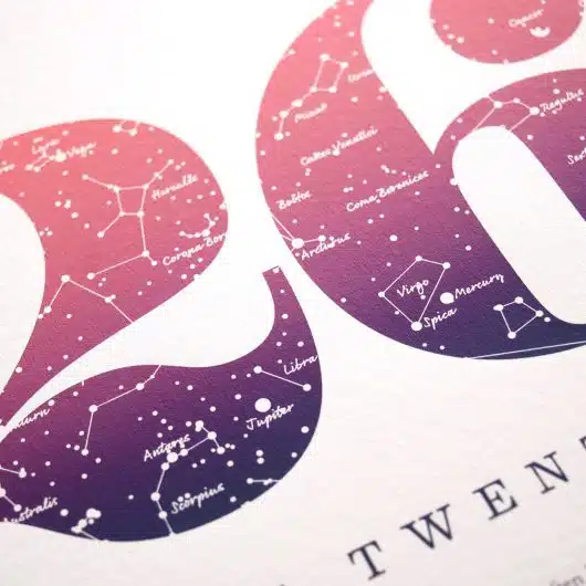 Close up of Birthday Gift Print Number 26 in Pink