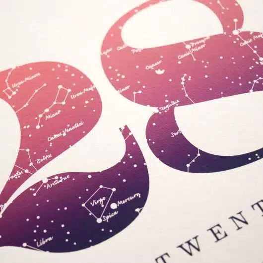 Close up of Birthday Gift Print Number 28 in Pink