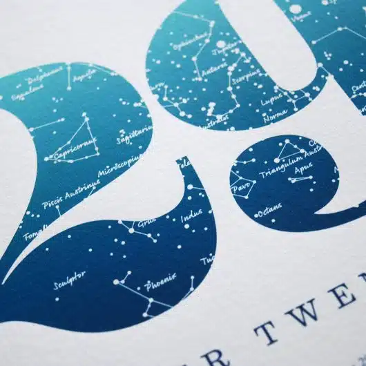 Close up of Birthday Gift Print Number 29 in Blue