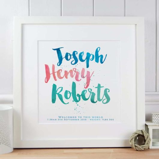 Baby & Christening Name Print - Rainbow Colour inks