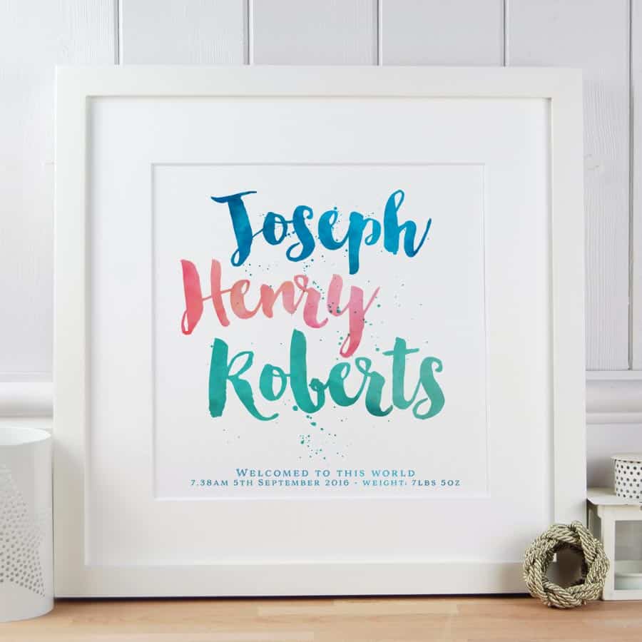 Baby & Christening Name Print - Rainbow Colour inks