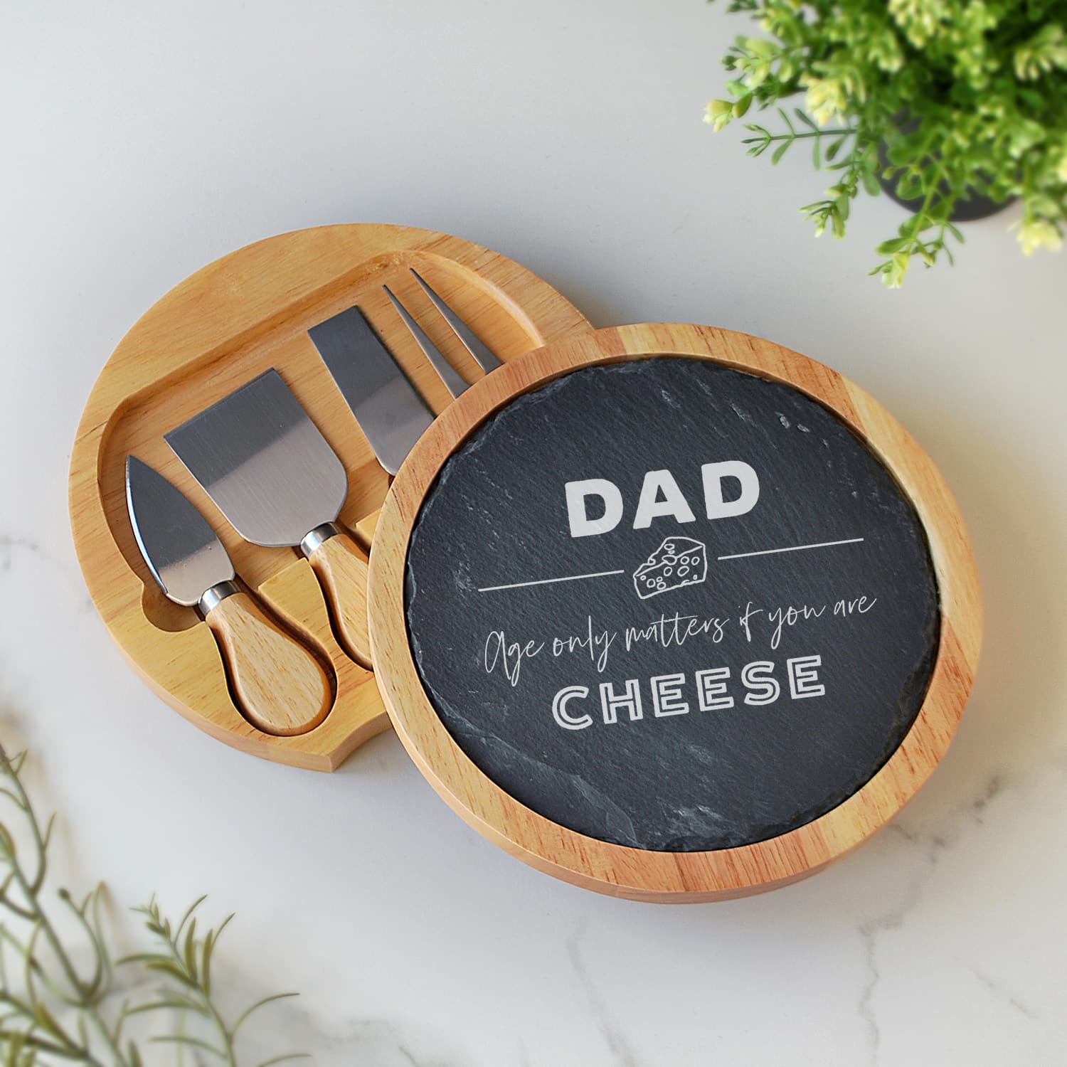 Mom or Dad Slate Cheese board Set with tools