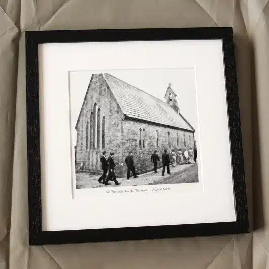 Church Sketch Gift BW Black Frame