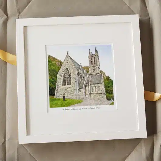 Church Sketch Gift Colour White Frame