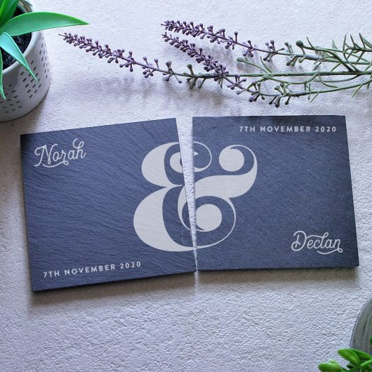 Personalised Couple Slate Coaster Set