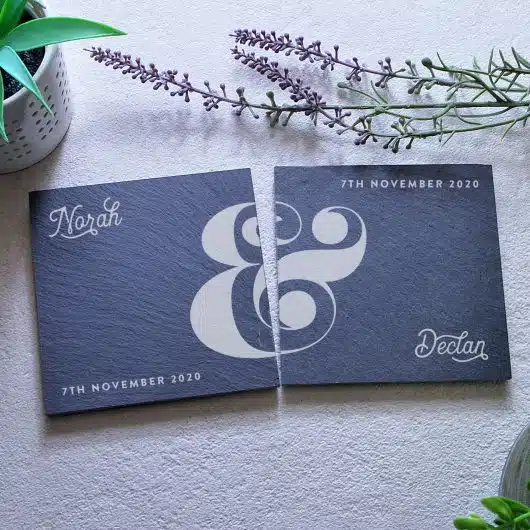 Personalised Couple Slate Coaster Set