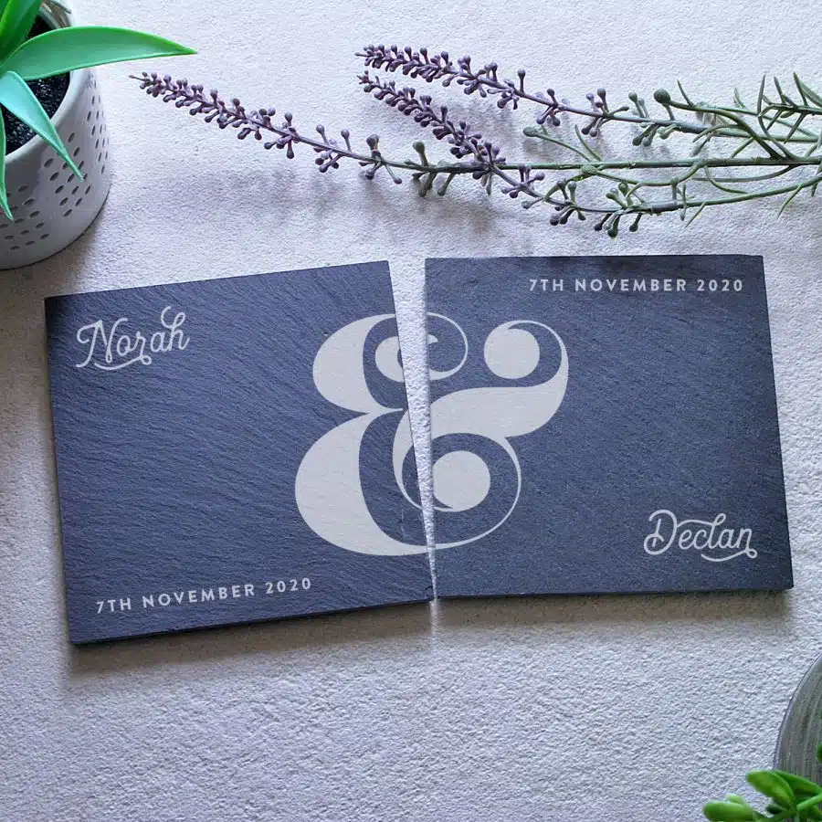 Couple Square Coasters Slate