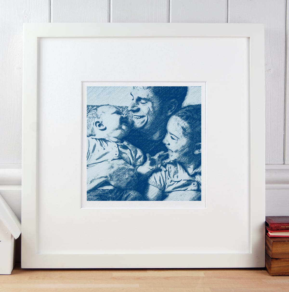 Gift for Father Portrait Blue