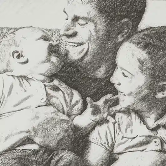 Close up of Gift for Dad Portrait in grey