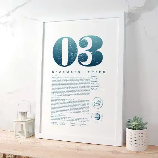 December 3rd Birthday Print