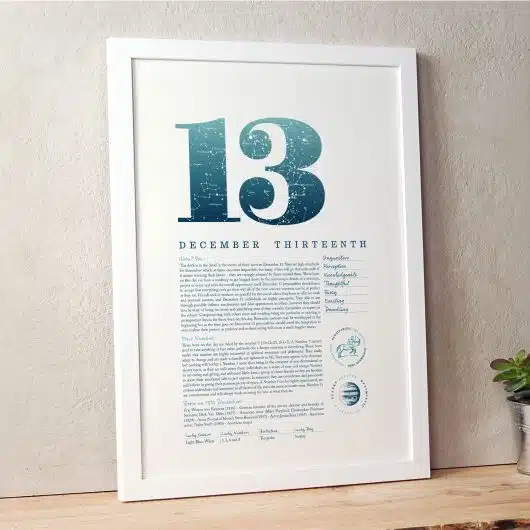 December 13th Birthday Print
