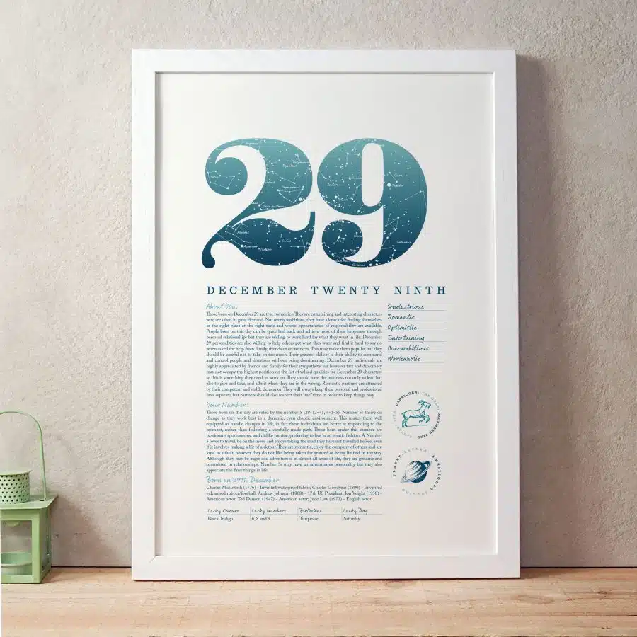 December 29th Birthday Print
