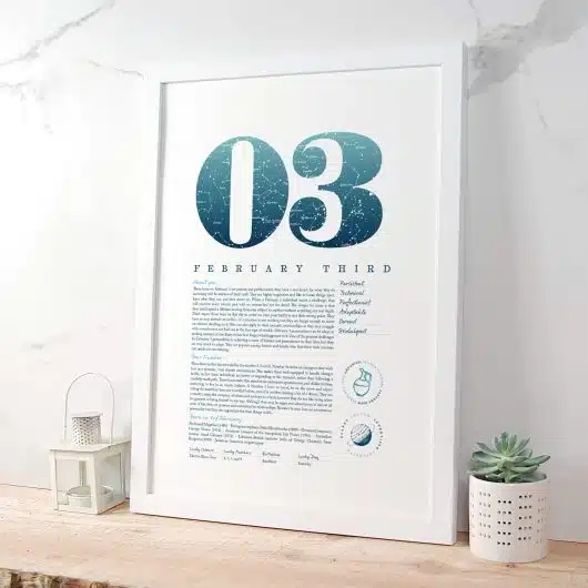 February 3rd Birthday Print