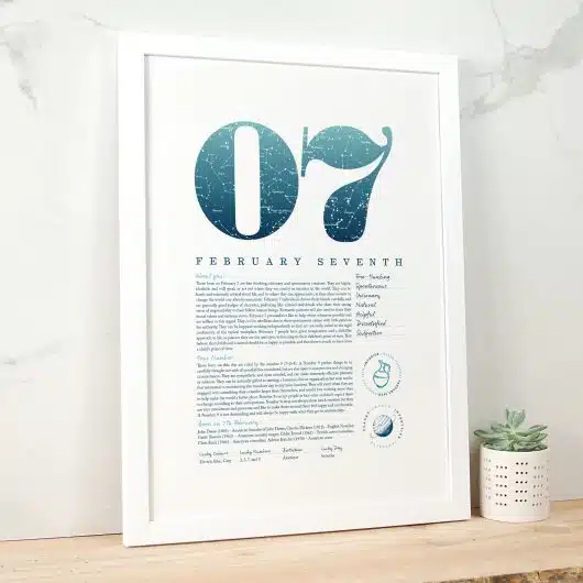February 7th Birthday Print