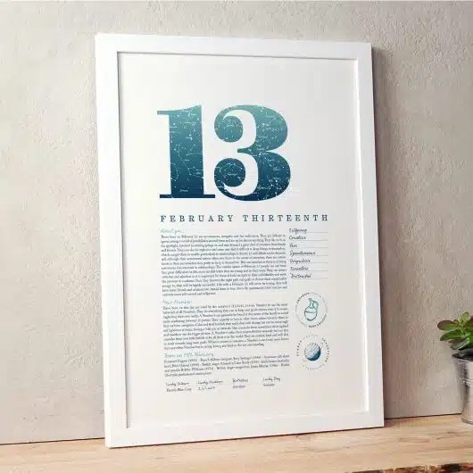 February 13th Birthday Print