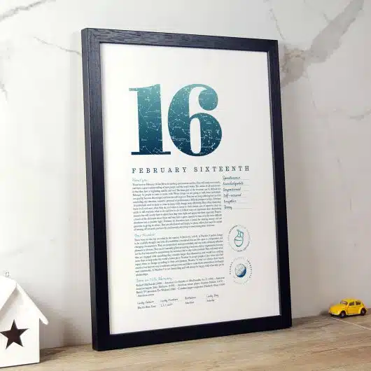 February 16th Birthday Print