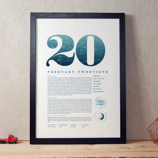 February 20th Birthday Print